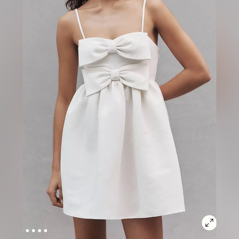 Sachin & Babi Sloane Taffeta Double-Bow
Pleated Mini Dress , Ivory color